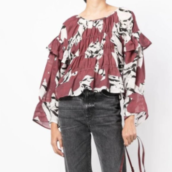 IRO Hilta smocked long-sleeve blouse - SIZE 38 - Picture 4 of 5